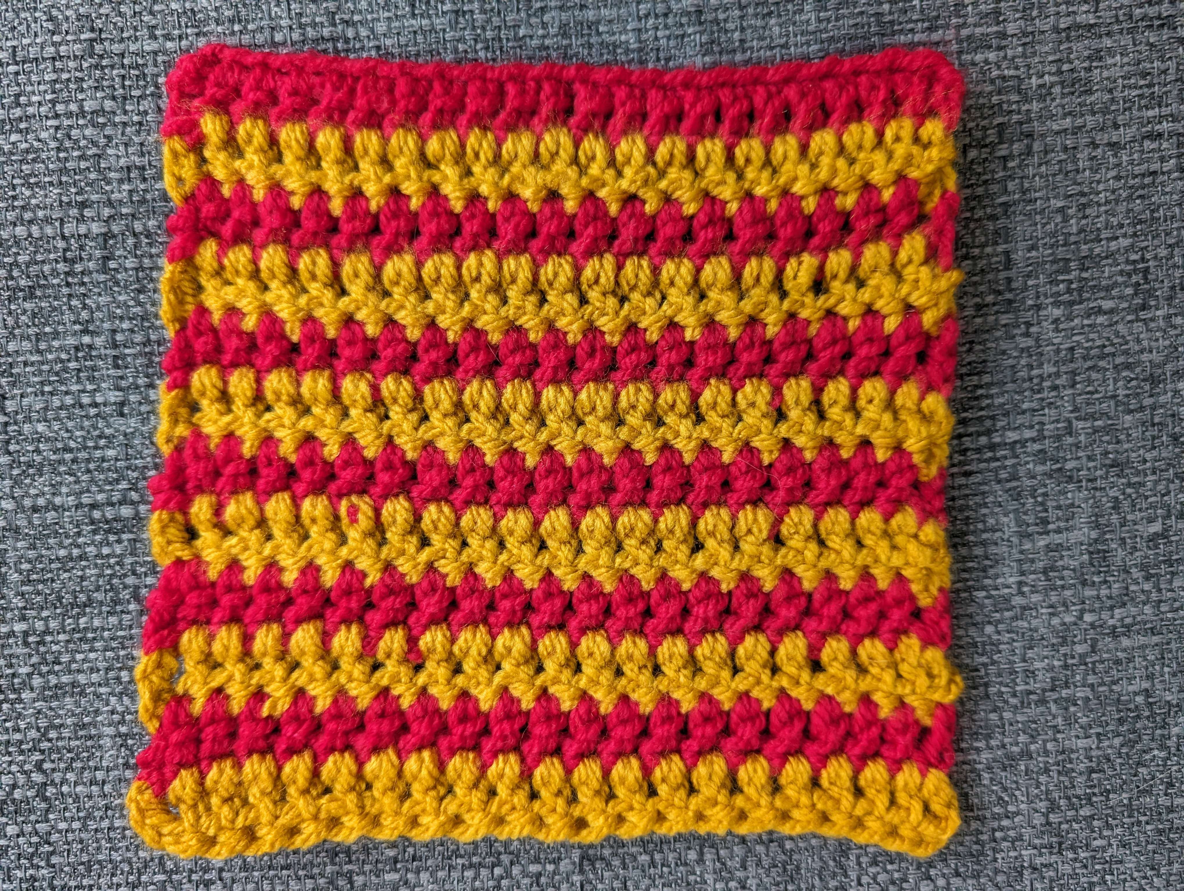 Red and yellow striped square